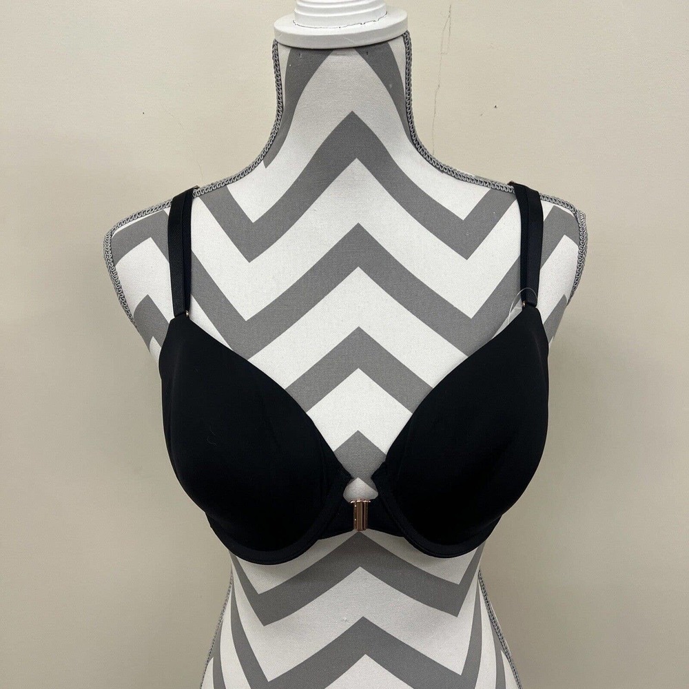 NWT Soma Vanishing 360 Perfect Coverage Front Close Bra Size 38B Black Charity